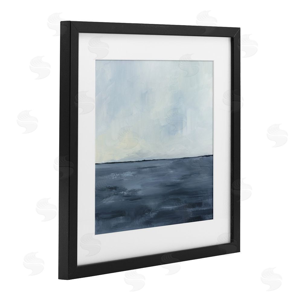 Kristen Dalpiaz Calm Seascape Blue Horizon Black Framed Print Under Glass Wall Art