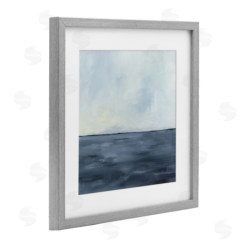 Kristen Dalpiaz Calm Seascape Blue Horizon Gray Framed Print Under Glass Wall Art