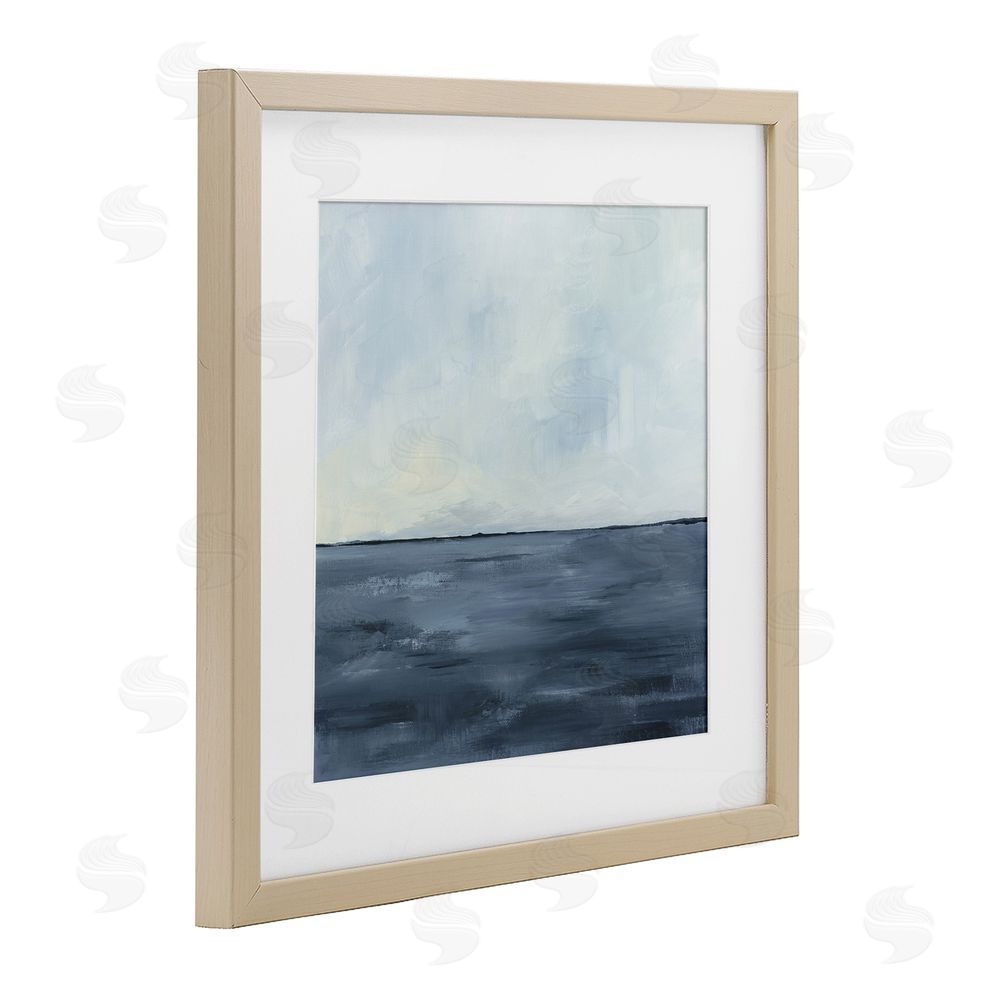 Kristen Dalpiaz Calm Seascape Blue Horizon Brown Framed Print Under Glass Wall Art