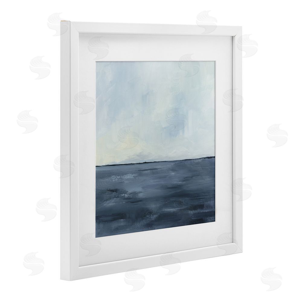 Kristen Dalpiaz Calm Seascape Blue Horizon White Framed Print Under Glass Wall Art