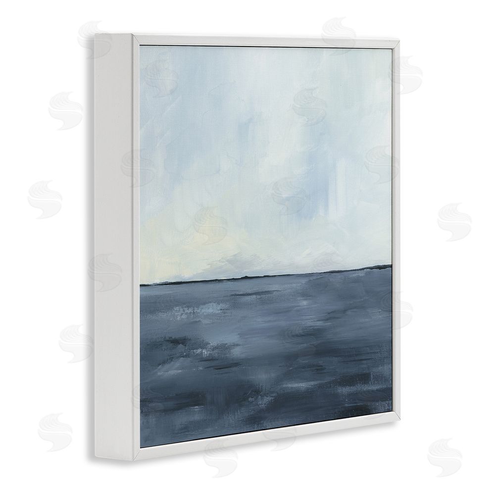 Kristen Dalpiaz Calm Seascape Blue Horizon White Framed Giclee Wall Art Print