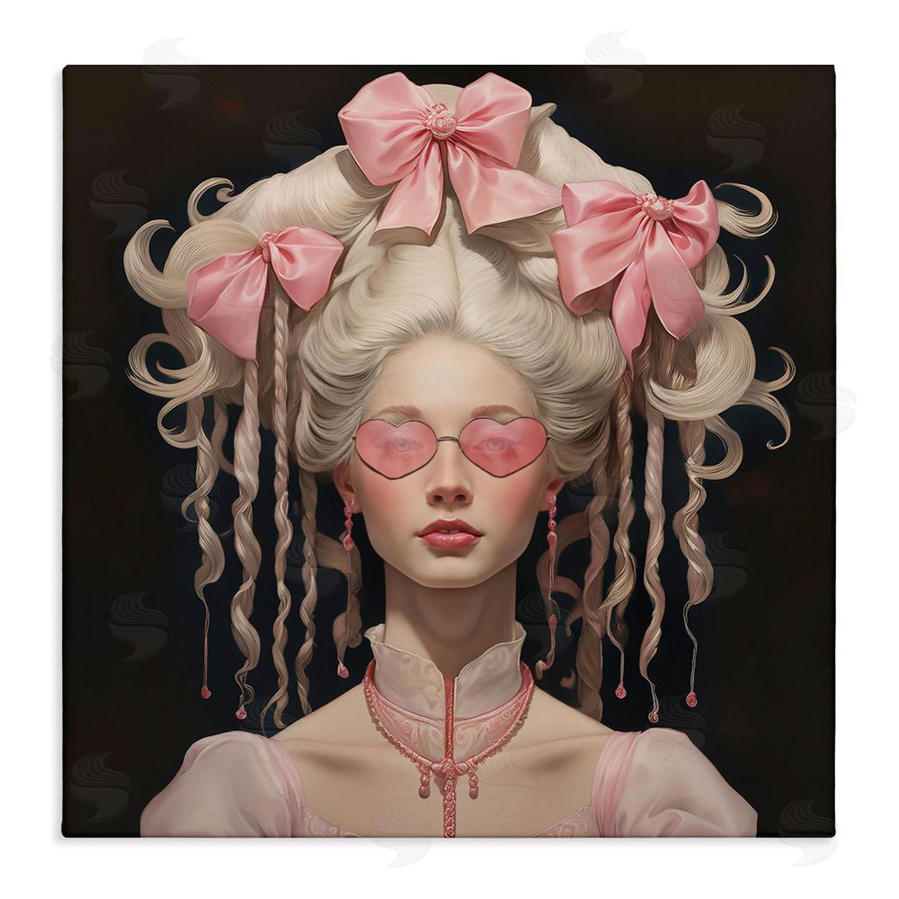 Grotto Studios Rococo Woman Opulent Ribbons Stretched Canvas Wall Art Print