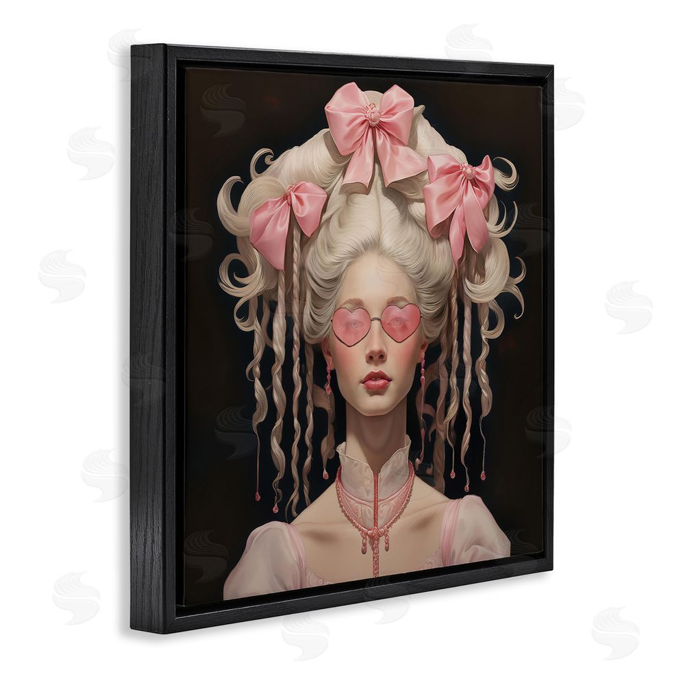 Grotto Studios Rococo Woman Opulent Ribbons Black Floating Frame Canvas Wall Art Print