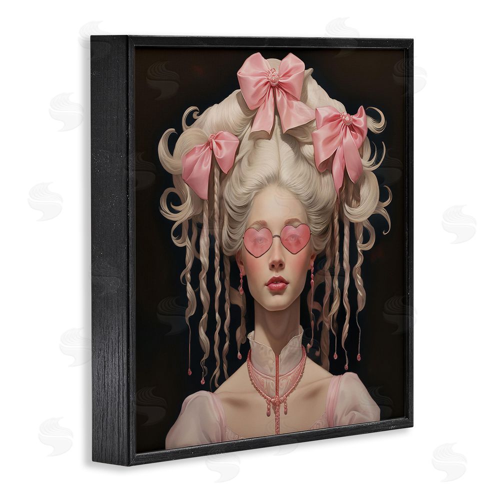 Grotto Studios Rococo Woman Opulent Ribbons Black Framed Giclee Wall Art Print