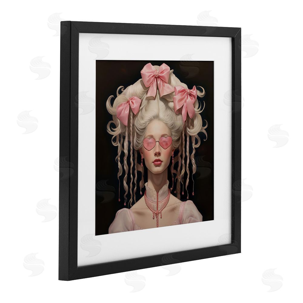Grotto Studios Rococo Woman Opulent Ribbons Black Framed Print Under Glass Wall Art