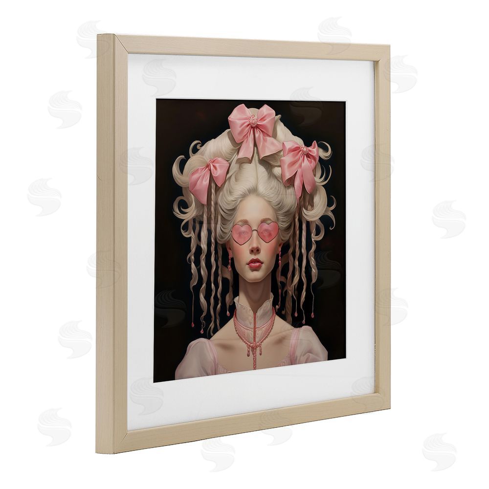 Grotto Studios Rococo Woman Opulent Ribbons Birch Framed Print Under Glass Wall Art