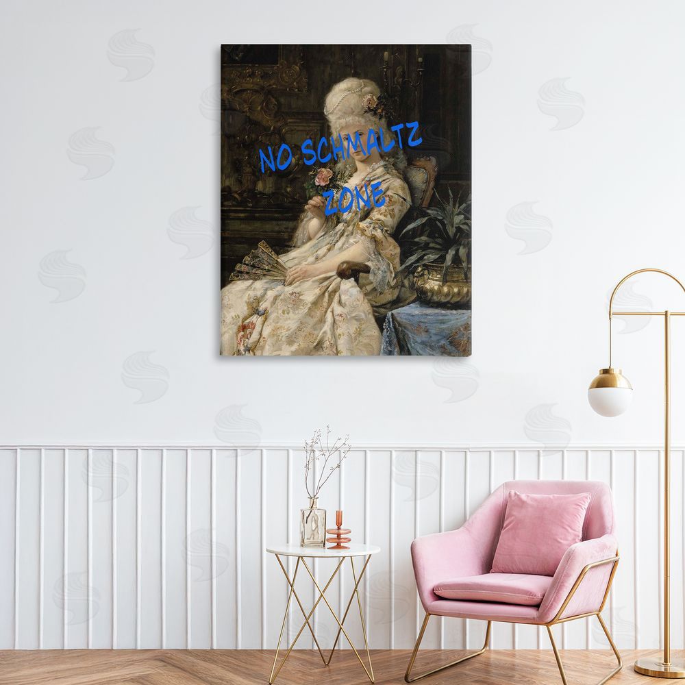 Grotto Studios Iconic No Schmaltz Zone Stretched Canvas Wall Art in Room