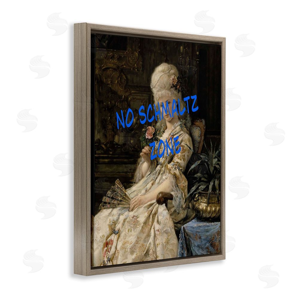 Grotto Studios Iconic No Schmaltz Zone Brown Floating Frame Canvas Wall Art Print