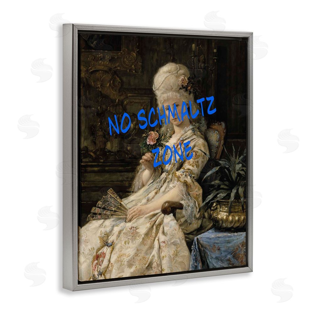 Grotto Studios Iconic No Schmaltz Zone Gray Floating Frame Canvas Wall Art Print