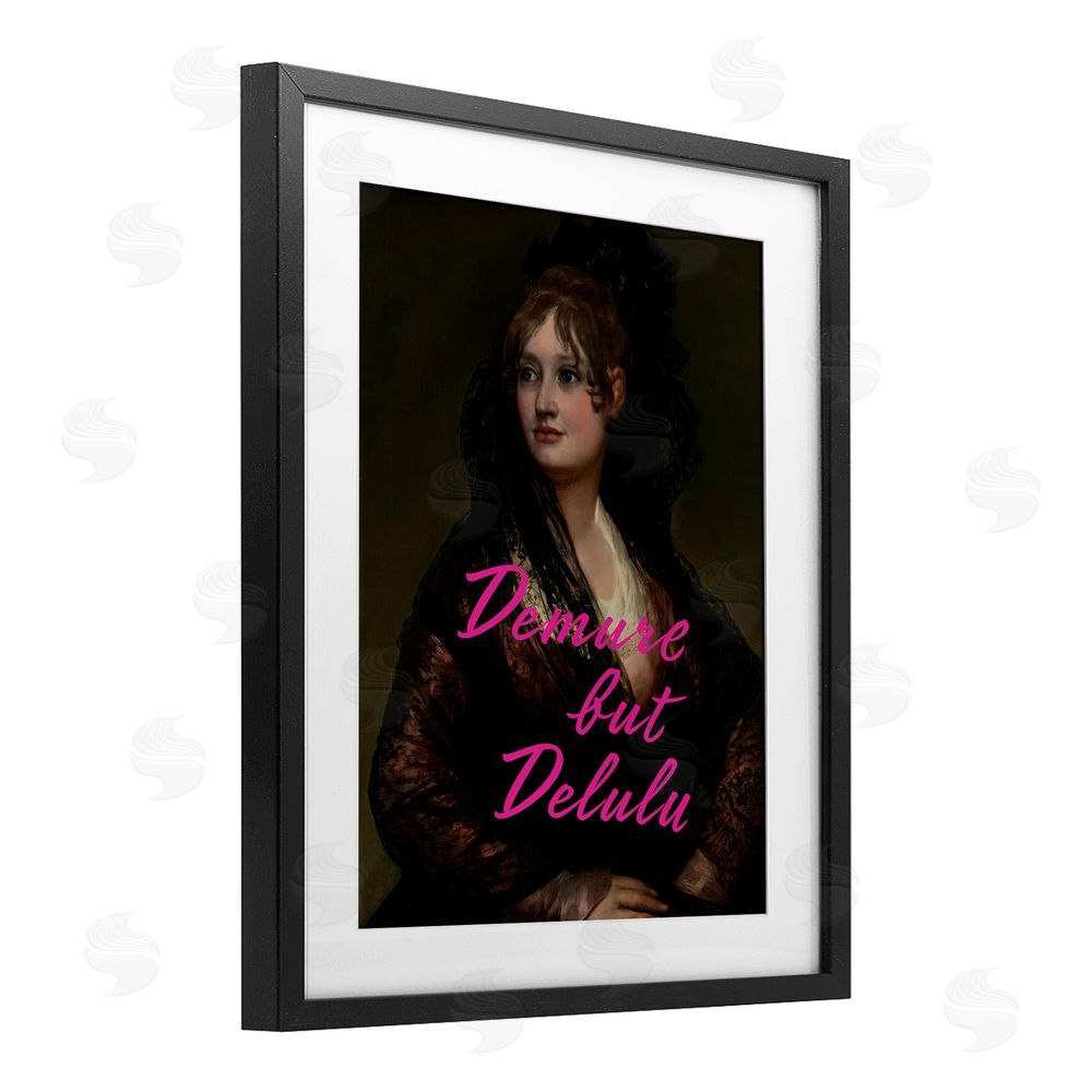 Grotto Studios Iconic Demure But Delulu Black Framed Print Under Glass Wall Art