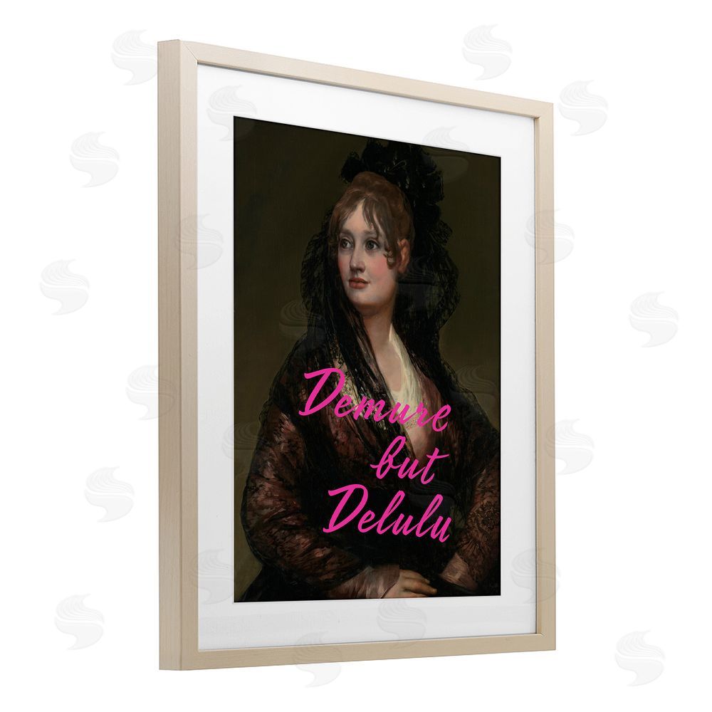 Grotto Studios Iconic Demure But Delulu Birch Framed Print Under Glass Wall Art
