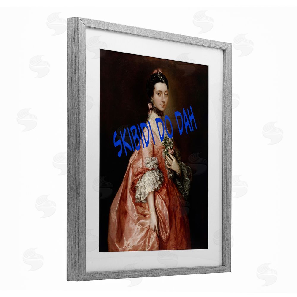 Grotto Studios Iconic Skibidi Do Dah Gray Framed Print Under Glass Wall Art