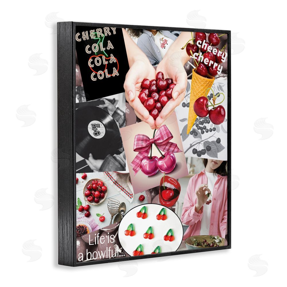 Grotto Studios Retro Cherry Mood Board Black Framed Giclee Wall Art Print