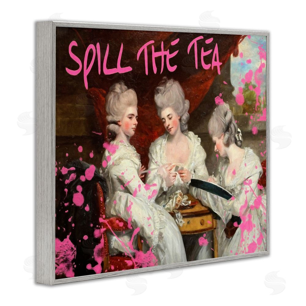 Grotto Studios Spill The Tea Iconic Ladies Gray Framed Giclee Wall Art Print