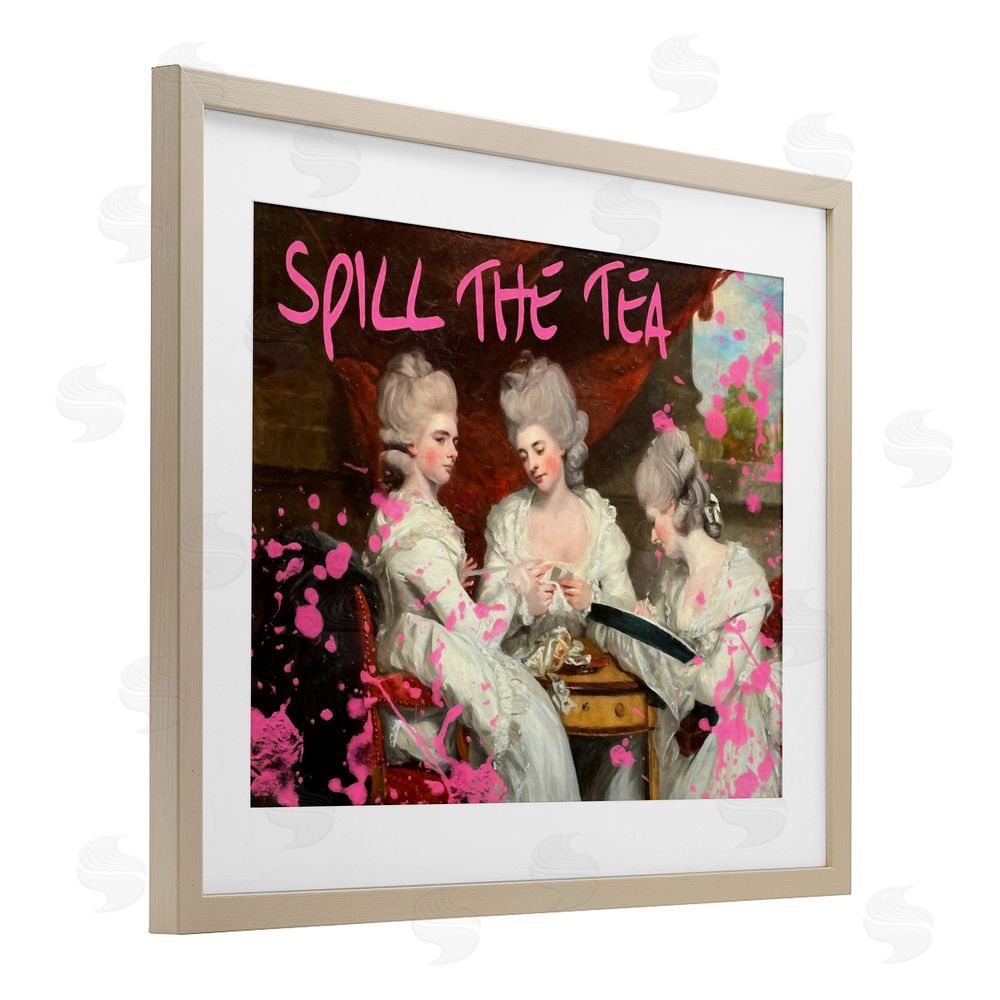 Grotto Studios Spill The Tea Iconic Ladies Birch Framed Print Under Glass Wall Art