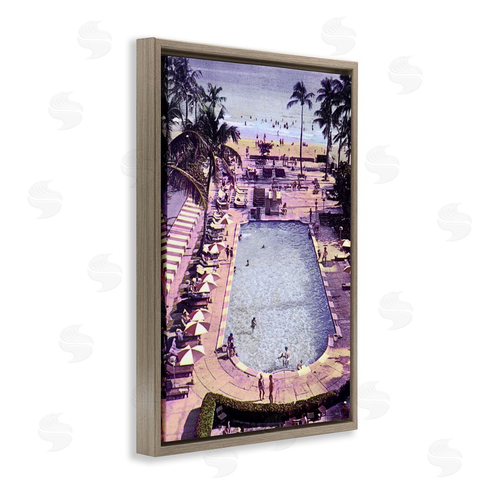 Grotto Studios Vintage Miami Sands Brown Floating Frame Canvas Wall Art Print