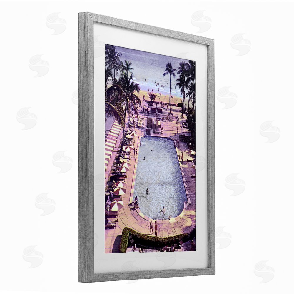 Grotto Studios Vintage Miami Sands Gray Framed Print Under Glass Wall Art