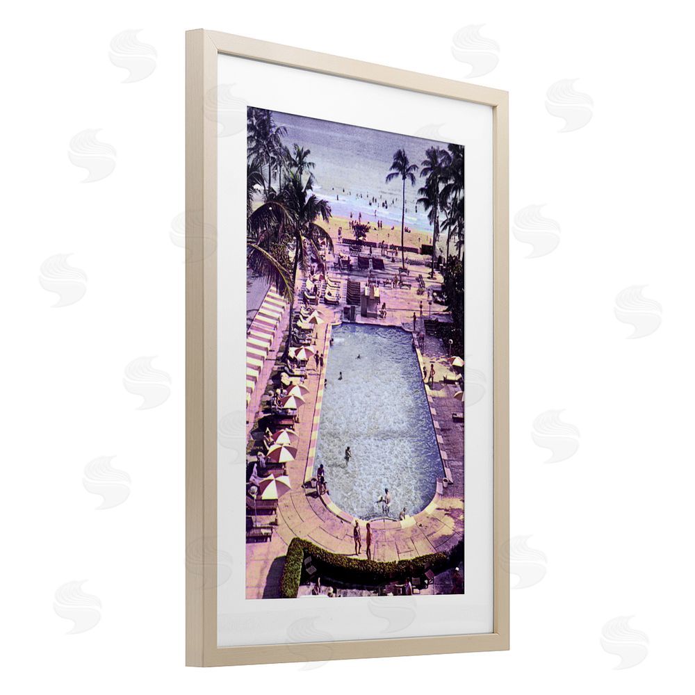 Grotto Studios Vintage Miami Sands Birch Framed Print Under Glass Wall Art