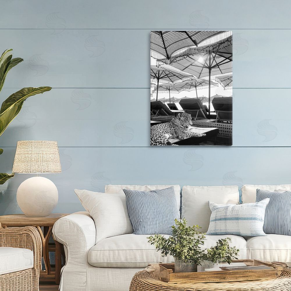 Grotto Studios Leopard On Tropical Vacation Stretched Canvas Wall Art in Room