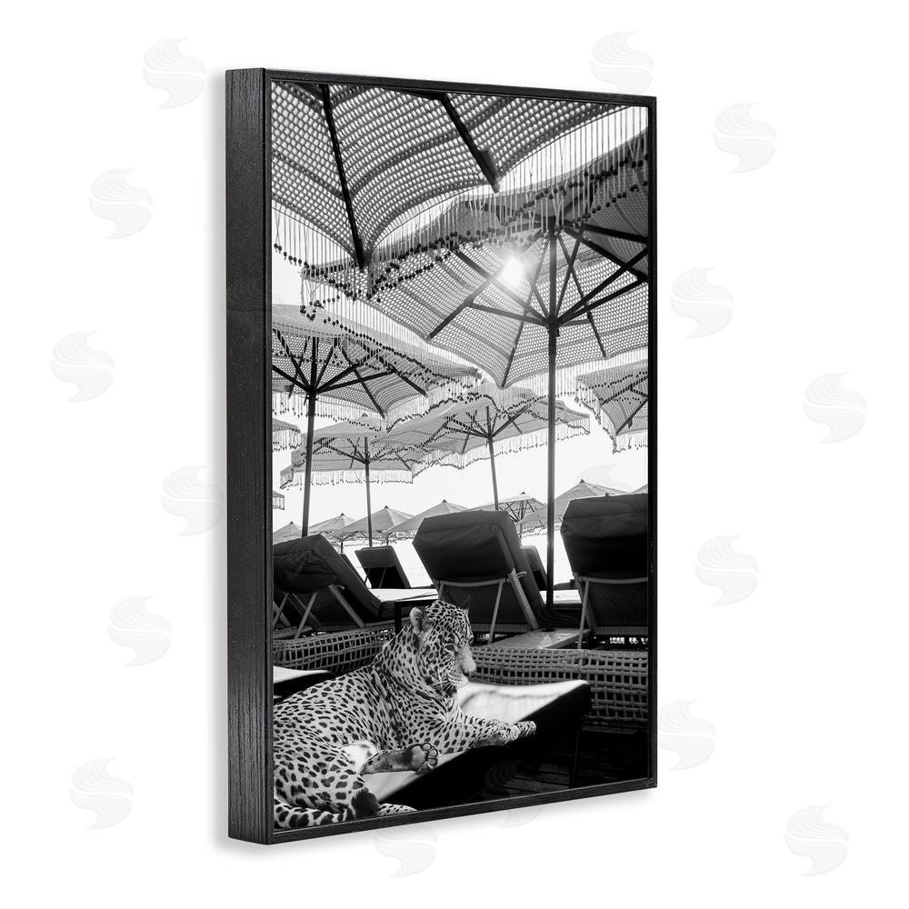 Grotto Studios Leopard On Tropical Vacation Black Framed Giclee Wall Art Print