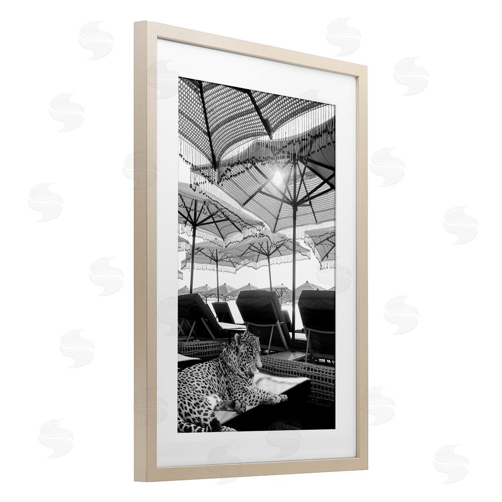 Grotto Studios Leopard On Tropical Vacation Birch Framed Print Under Glass Wall Art