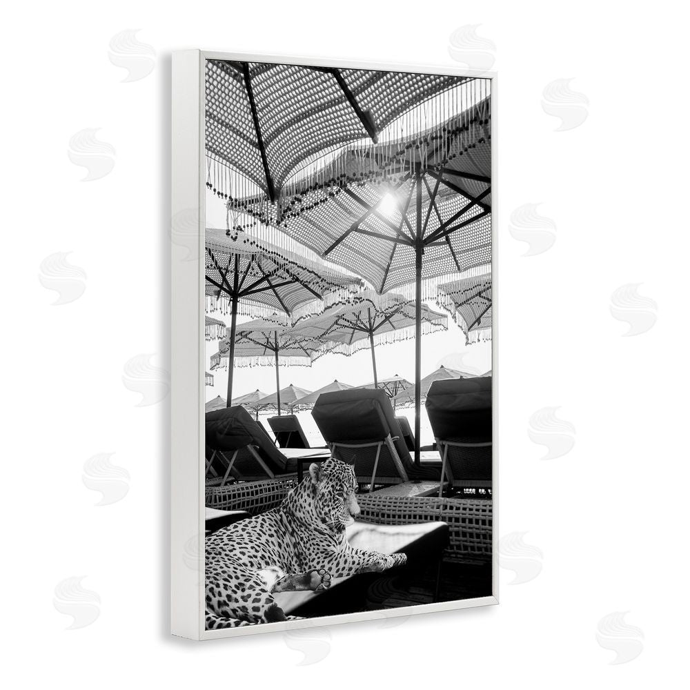 Grotto Studios Leopard On Tropical Vacation White Framed Giclee Wall Art Print