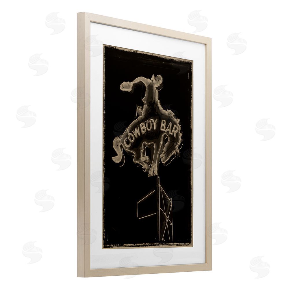 Grotto Studios Cowboy Bar on Black Birch Framed Print Under Glass Wall Art