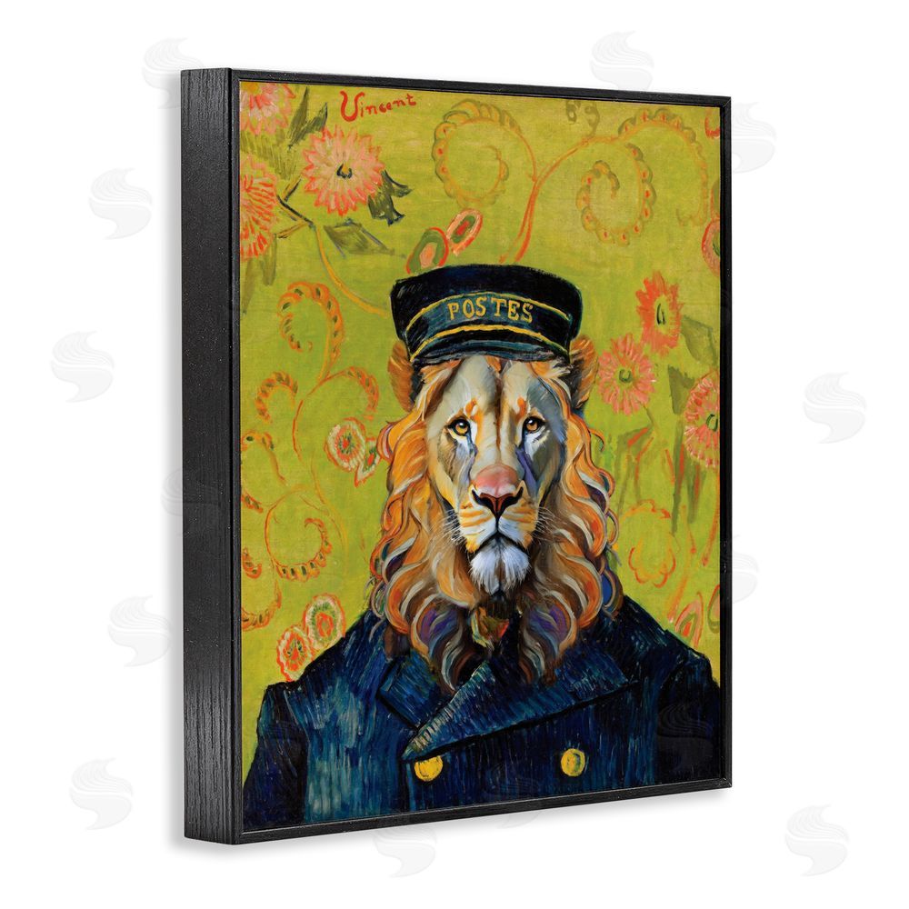 Grotto Studios French Lion Postmaster Black Framed Giclee Wall Art Print