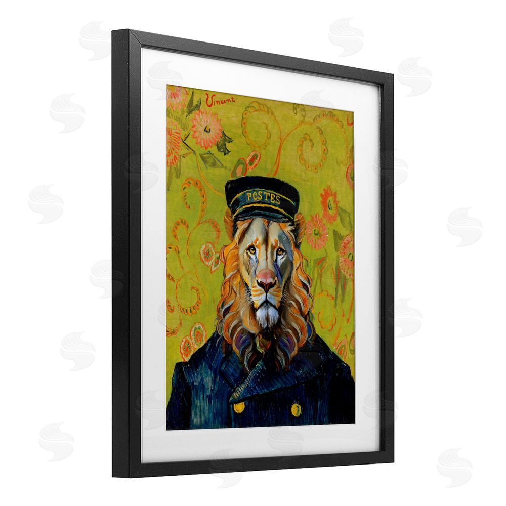 Grotto Studios French Lion Postmaster Black Framed Print Under Glass Wall Art
