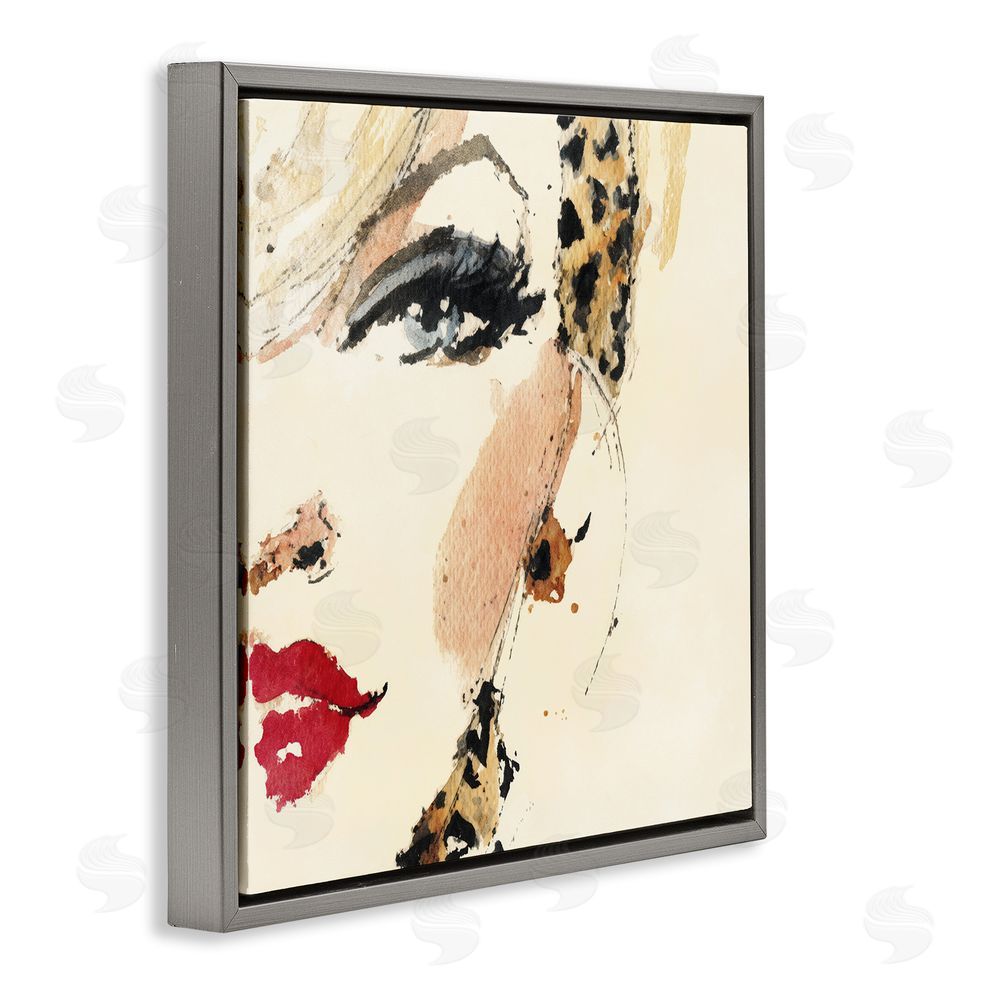 Svetlana Aleynikova Crimson Enigma Lipstick Gray Floating Frame Canvas Wall Art Print