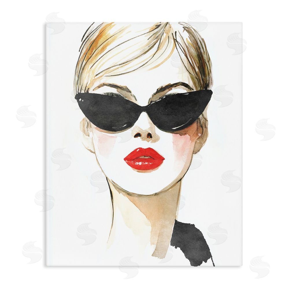 Svetlana Aleynikova Chic Portrait with Crimson Lips Stretched Canvas Wall Art Print