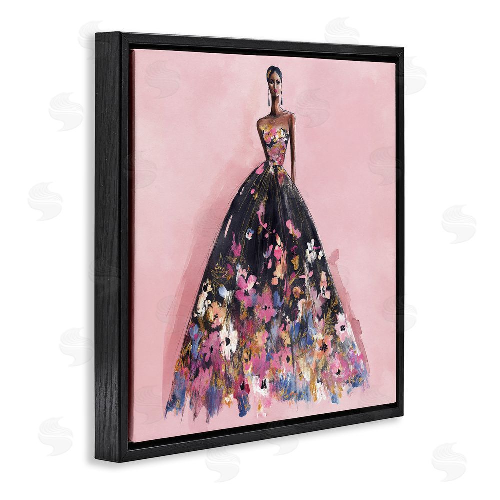Svetlana Aleynikova Floral Reverie Gown Black Floating Frame Canvas Wall Art Print