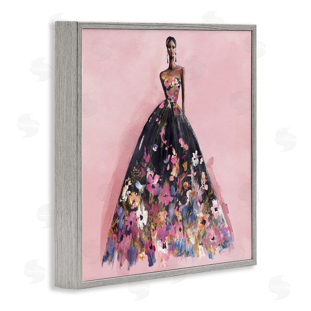 Svetlana Aleynikova Floral Reverie Gown Gray Framed Giclee Wall Art Print