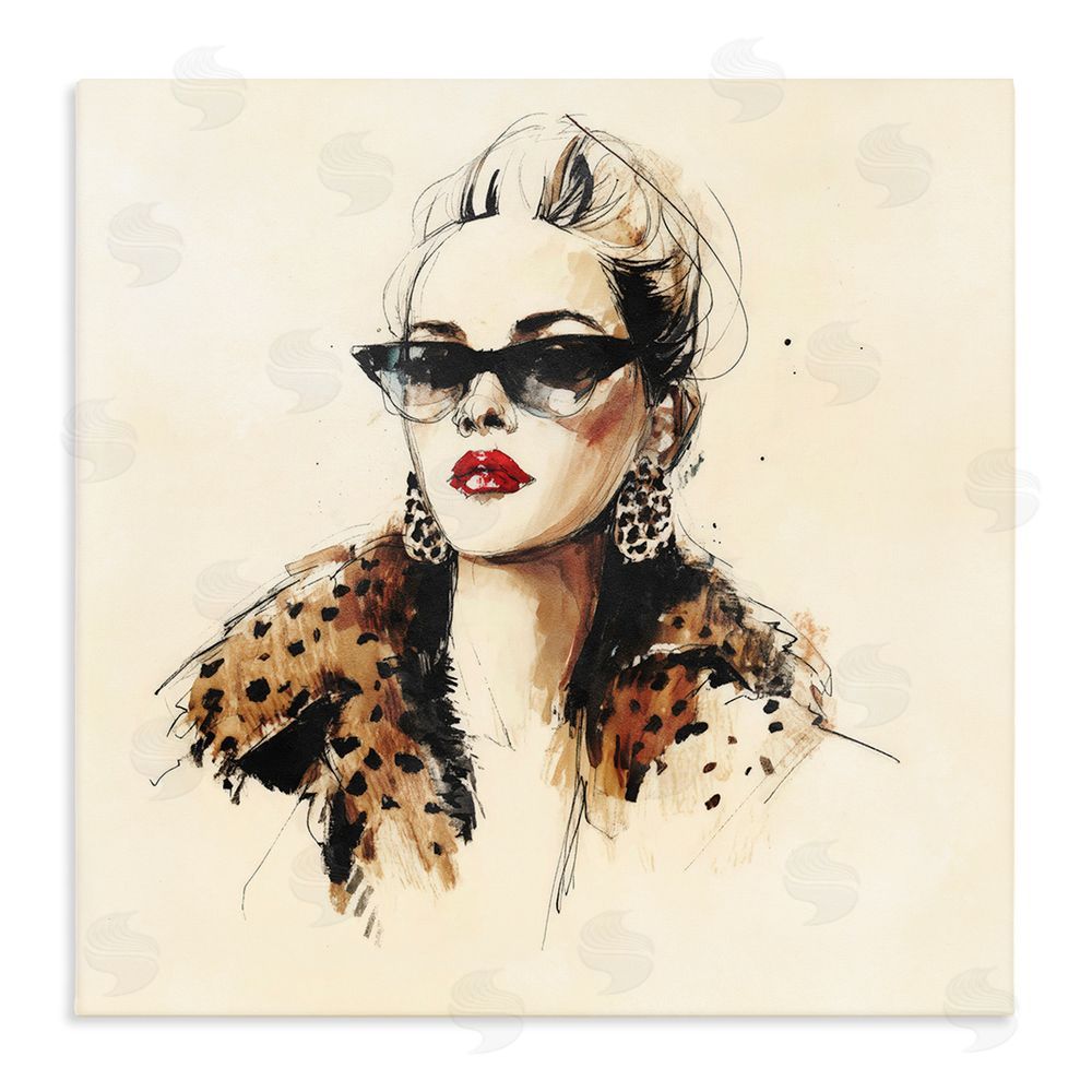 Svetlana Aleynikova Glam Leopard Sonata Portrait Stretched Canvas Wall Art Print
