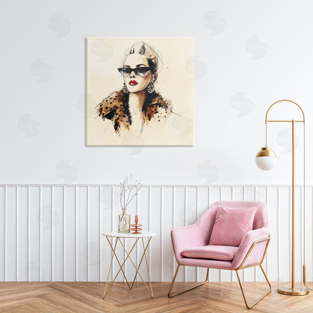 Svetlana Aleynikova Glam Leopard Sonata Portrait Stretched Canvas Wall Art in Room