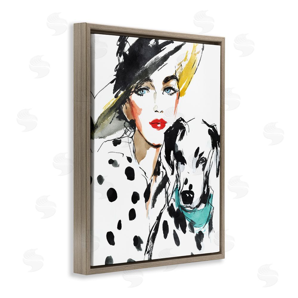 Svetlana Aleynikova Trendy Dalmatian Muse Brown Floating Frame Canvas Wall Art Print