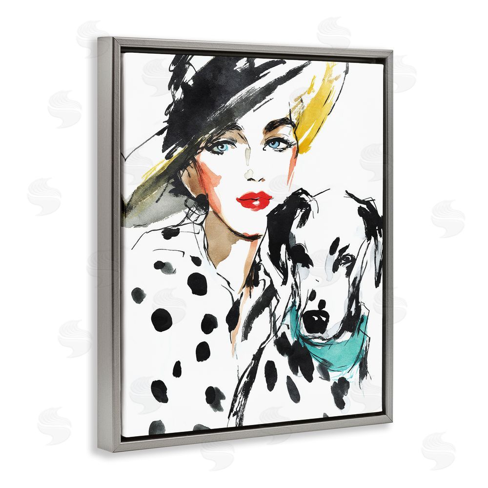 Svetlana Aleynikova Trendy Dalmatian Muse Gray Floating Frame Canvas Wall Art Print