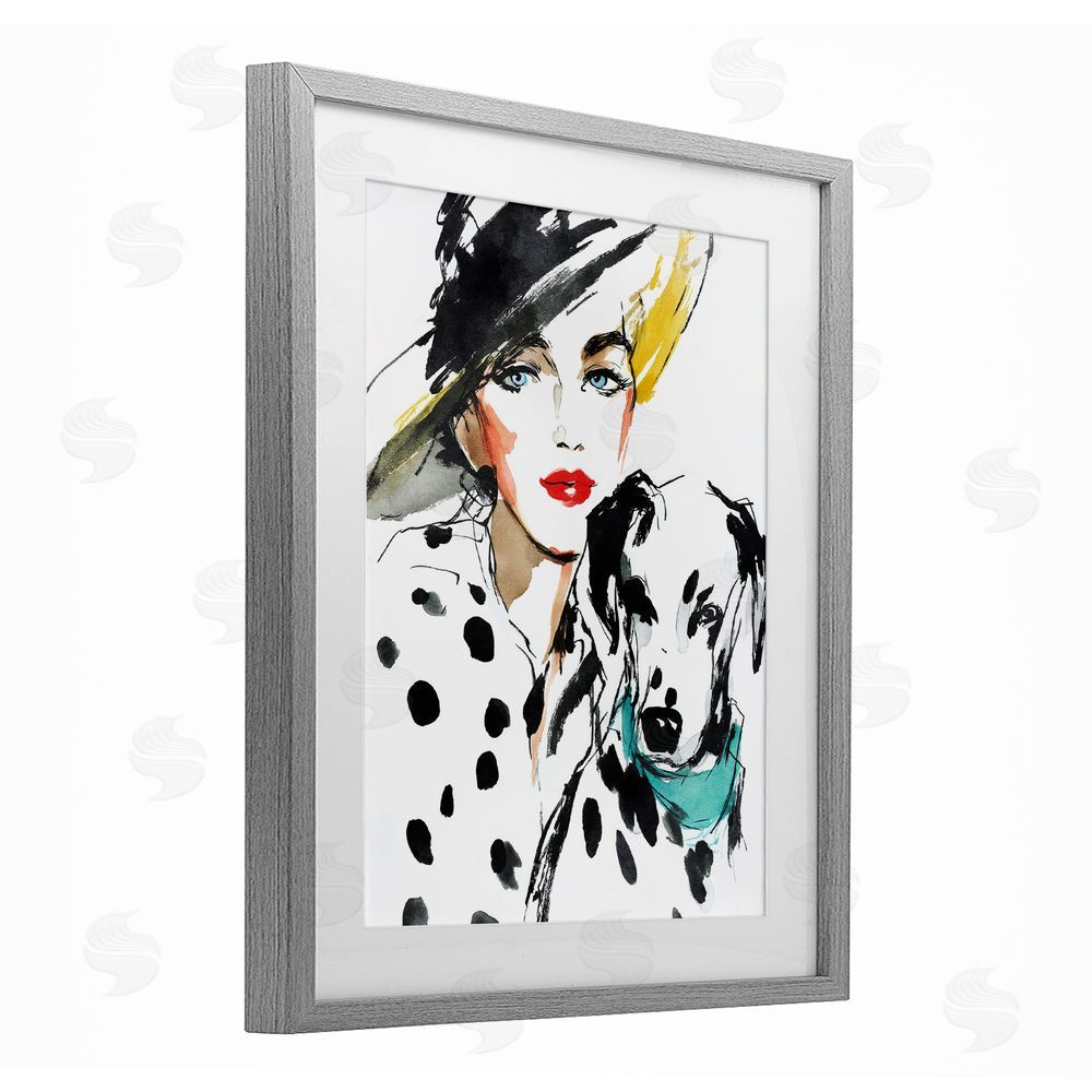 Svetlana Aleynikova Trendy Dalmatian Muse Gray Framed Print Under Glass Wall Art