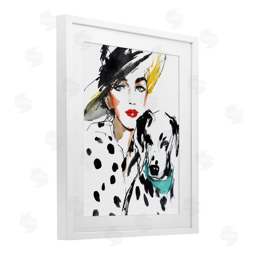 Svetlana Aleynikova Trendy Dalmatian Muse White Framed Print Under Glass Wall Art