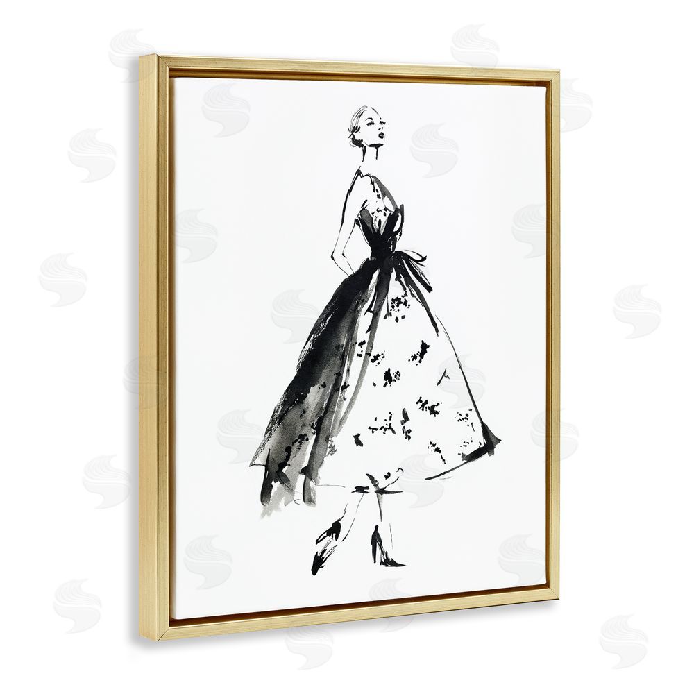 Svetlana Aleynikova Ethereal Couture Contour Gold Floating Frame Canvas Wall Art Print