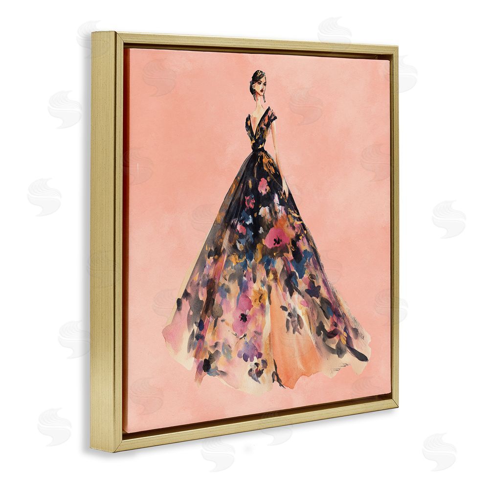 Svetlana Aleynikova Rose Gold Night Gold Floating Frame Canvas Wall Art Print