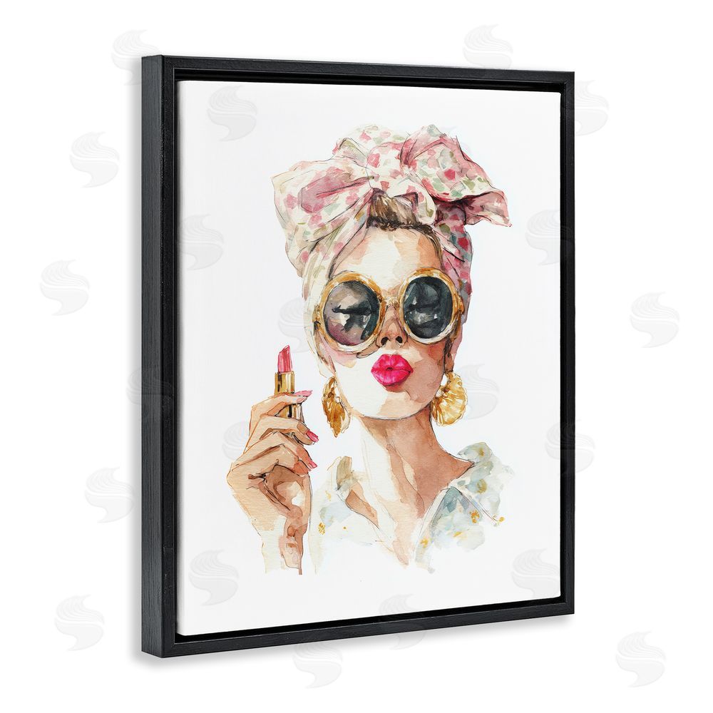 Svetlana Aleynikova Feminine Lipstick Spell Black Floating Frame Canvas Wall Art Print