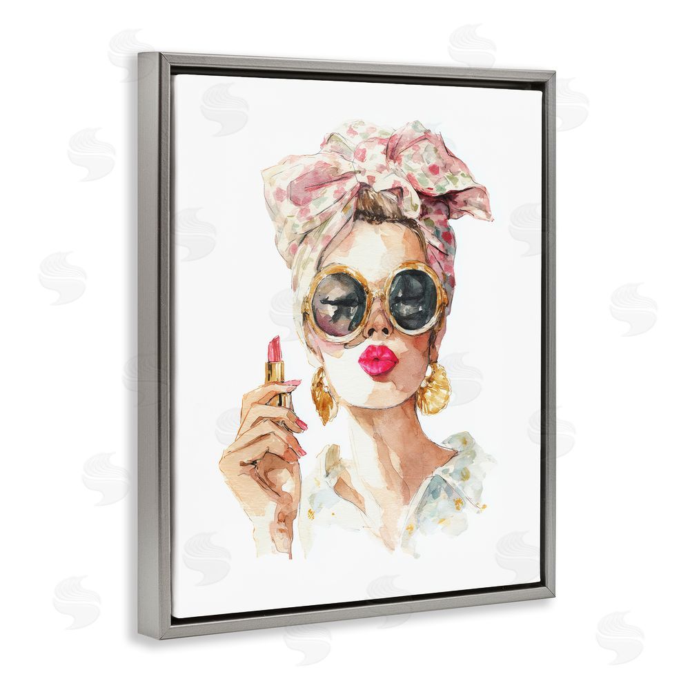 Svetlana Aleynikova Feminine Lipstick Spell Gray Floating Frame Canvas Wall Art Print