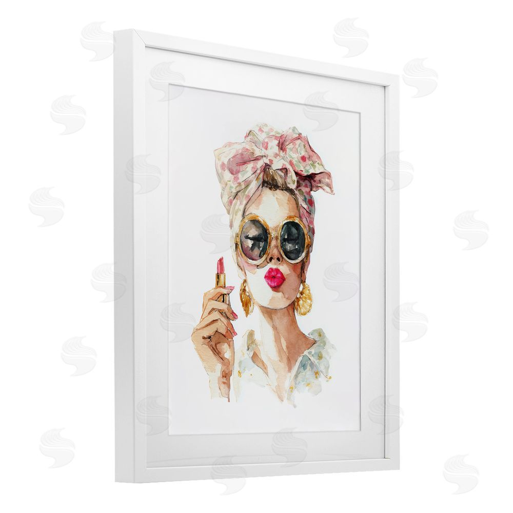 Svetlana Aleynikova Feminine Lipstick Spell White Framed Print Under Glass Wall Art