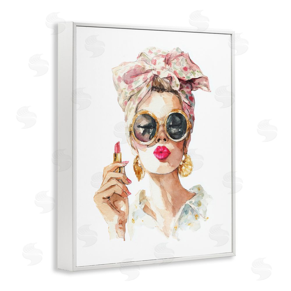 Svetlana Aleynikova Feminine Lipstick Spell White Framed Giclee Wall Art Print