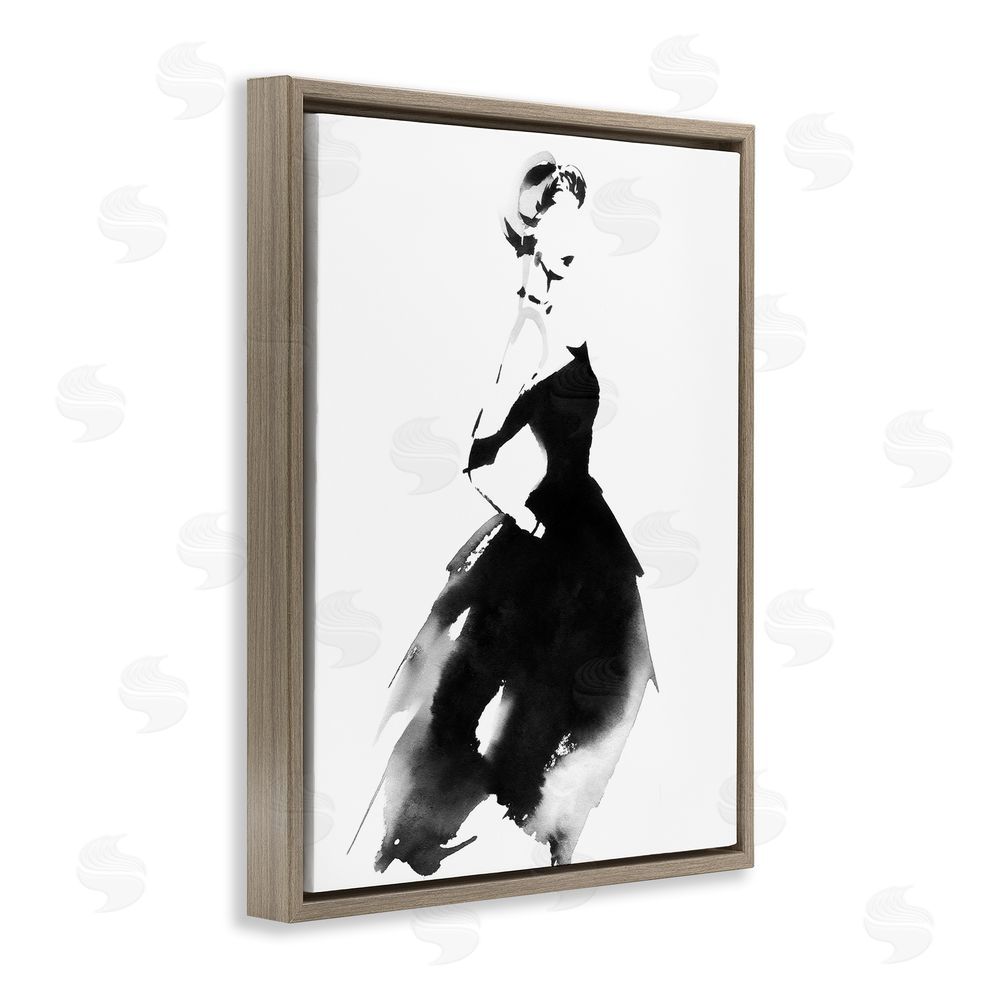 Svetlana Aleynikova Shadow Waltz Silhouette Brown Floating Frame Canvas Wall Art Print