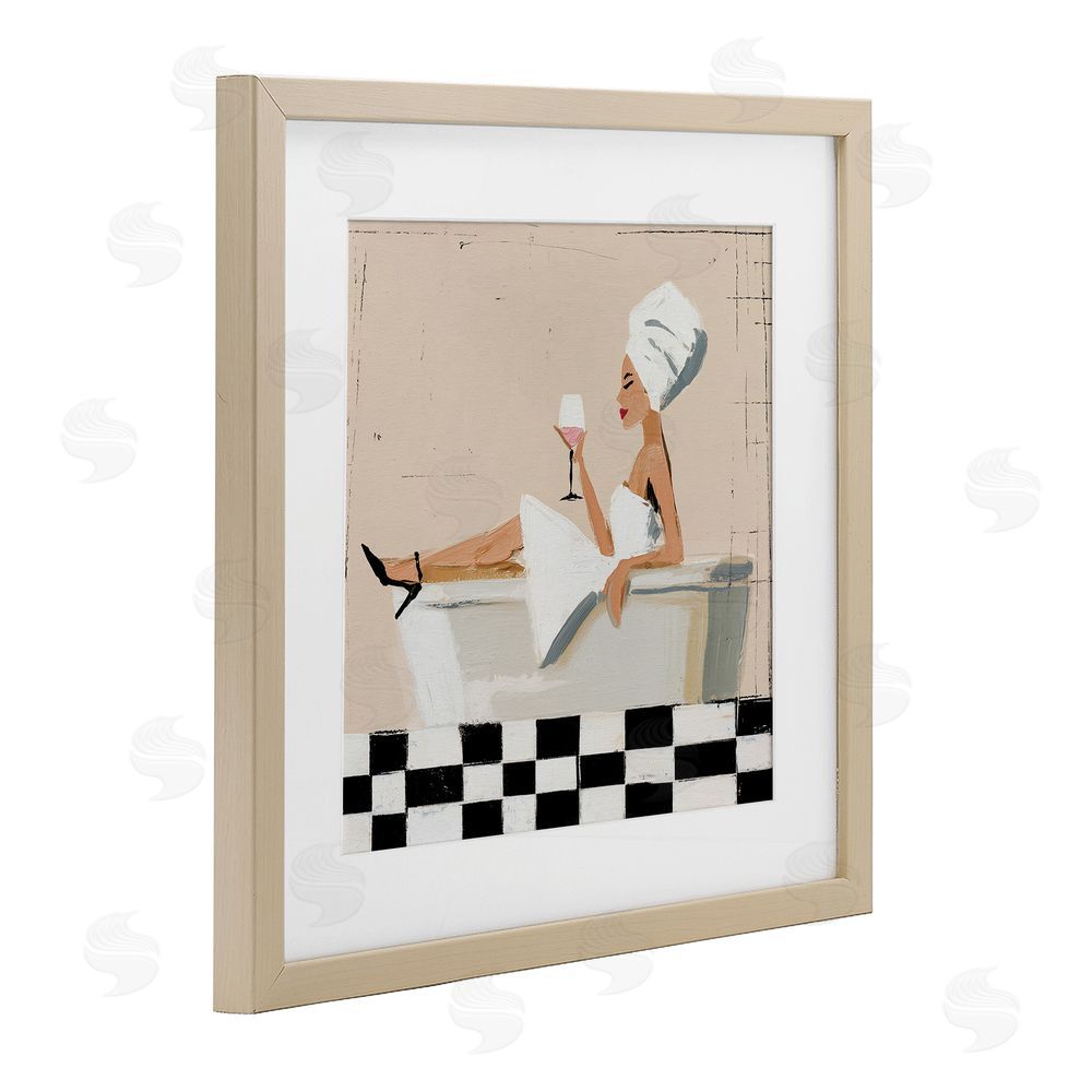Svetlana Aleynikova Champagne Pause At Bath Time Brown Framed Print Under Glass Wall Art