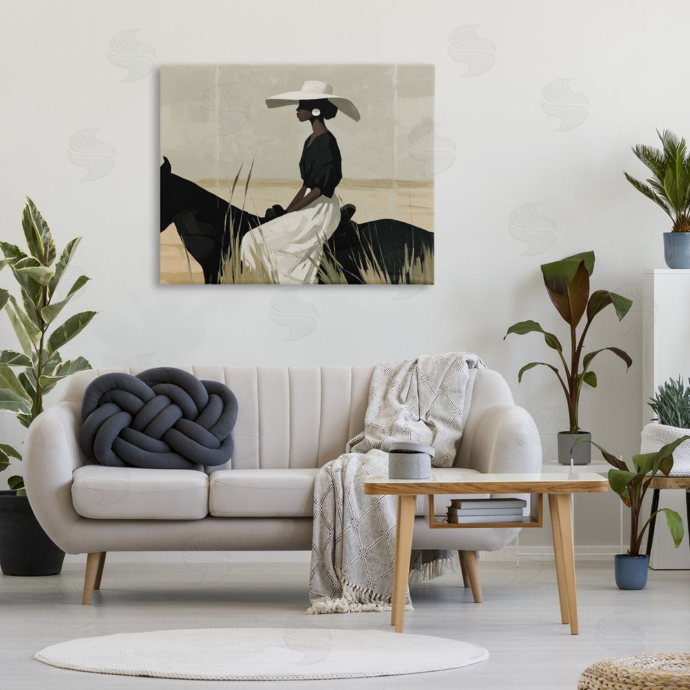 Svetlana Aleynikova Equestrian Elegance Silhouette Stretched Canvas Wall Art in Room
