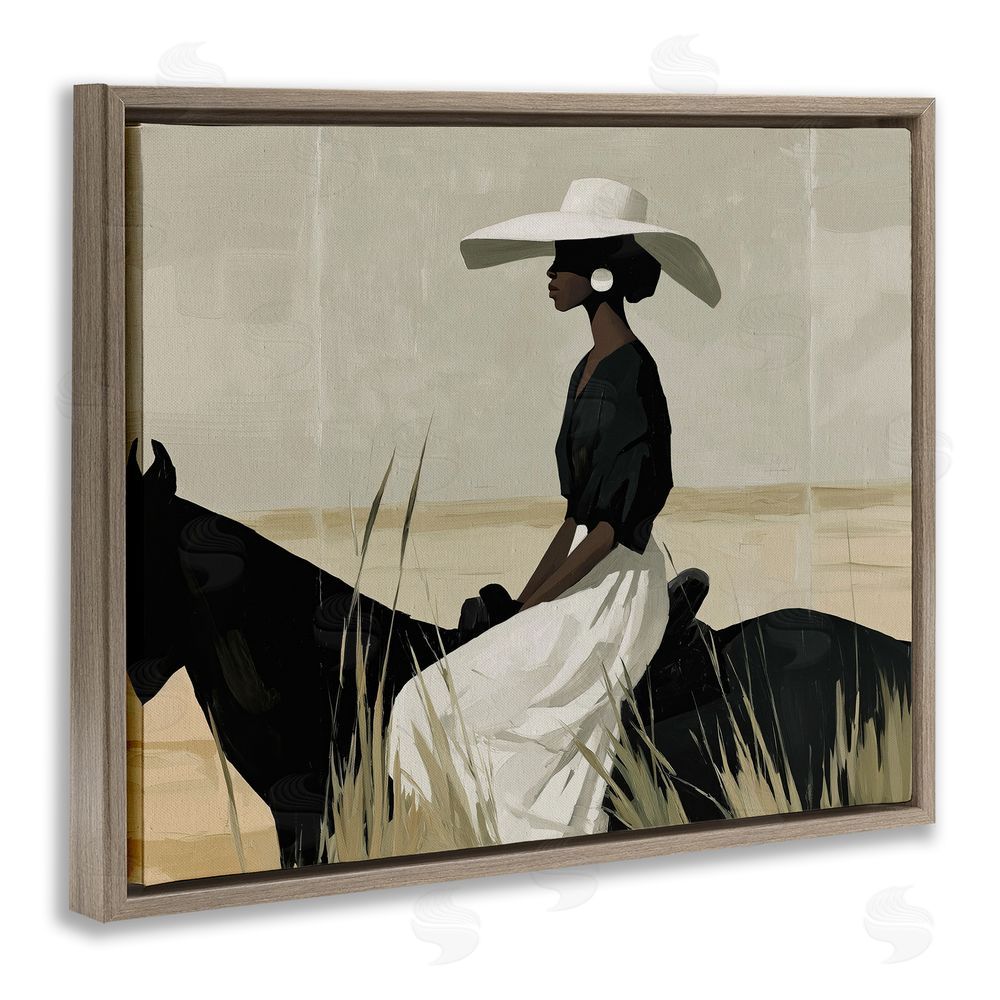 Svetlana Aleynikova Equestrian Elegance Silhouette Brown Floating Frame Canvas Wall Art Print