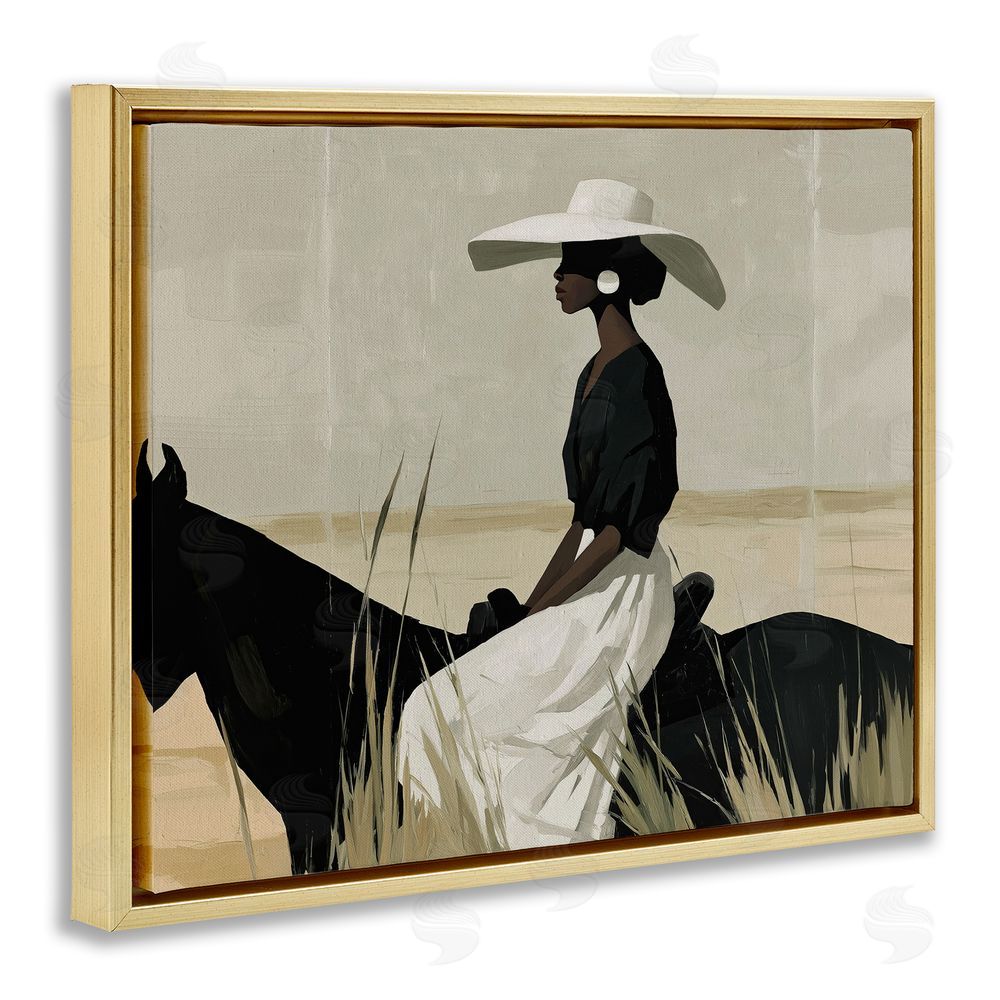 Svetlana Aleynikova Equestrian Elegance Silhouette Gold Floating Frame Canvas Wall Art Print